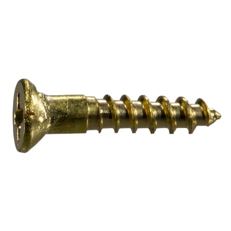 Midwest Fastener Wood Screw, #3, 1/2 in, Plain Brass Flat Head Phillips Drive, 100 PK 54867